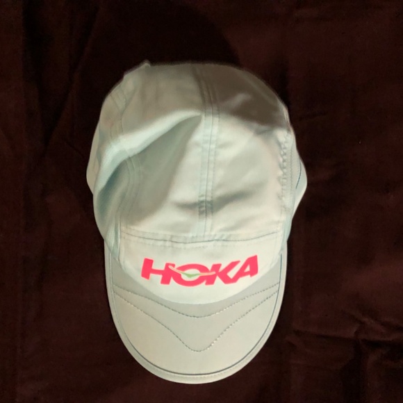 Hoka One One Running Hat, 5 Panel Cap Aqua Blue - Picture 3 of 9